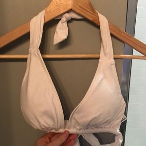 Women’s White Ribbed Triangle Bikini Top